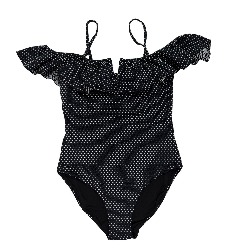 Red Carter Black Polka Dot Off-Shoulder One-Piece Swimsuit